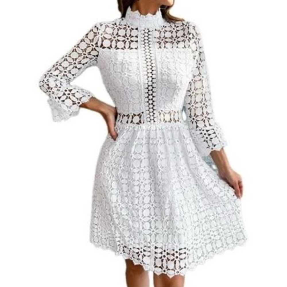 Elegant White Lace Dress